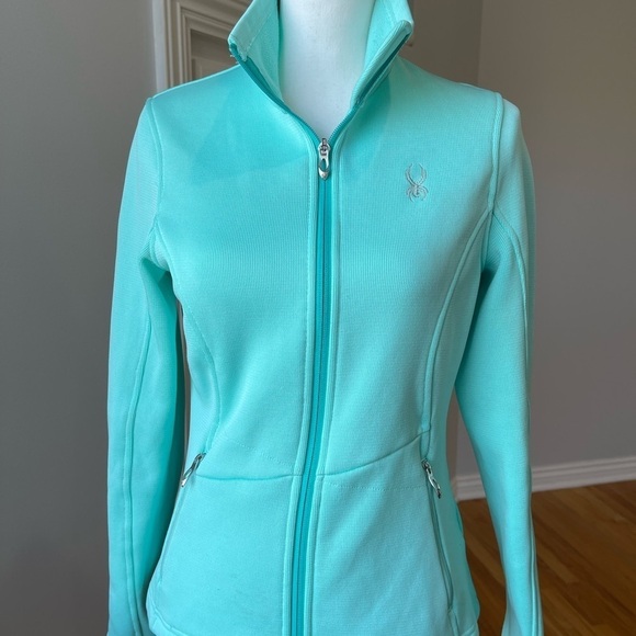 Spyder Core teal mint green medium zippered jacket ski wear layer snow - Picture 14 of 16